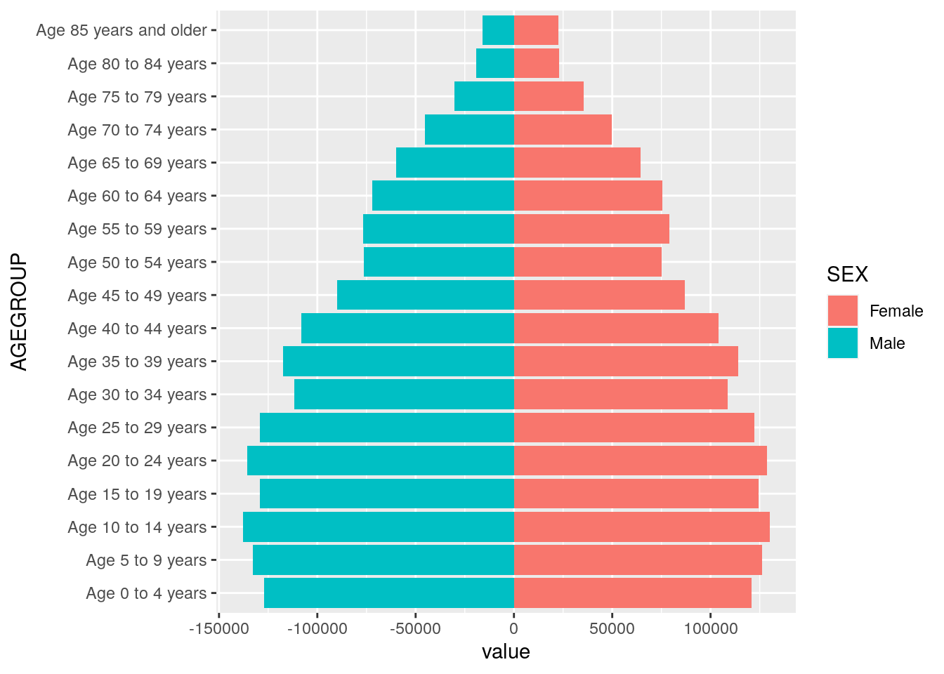 A first population pyramid