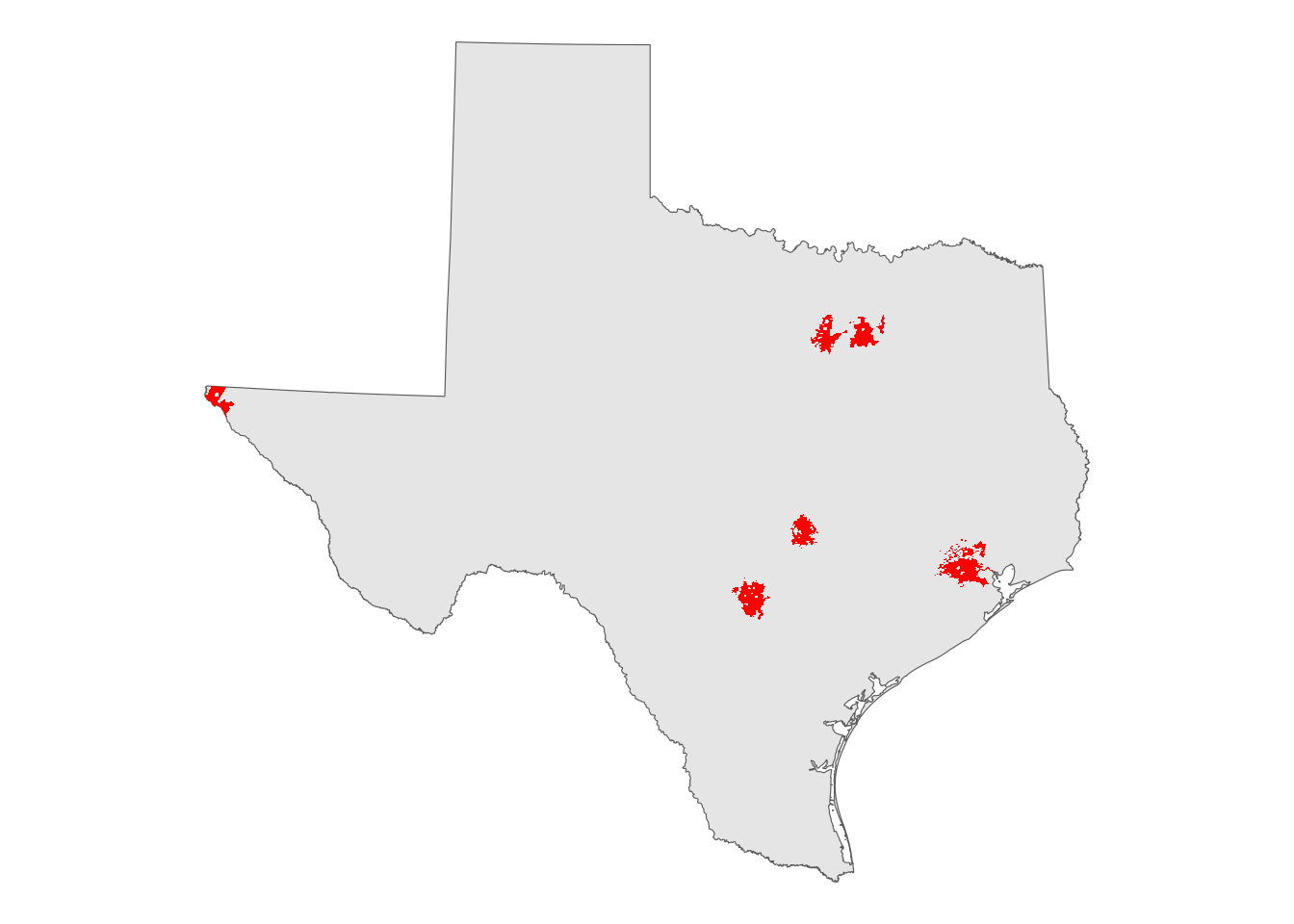 Large cities in Texas