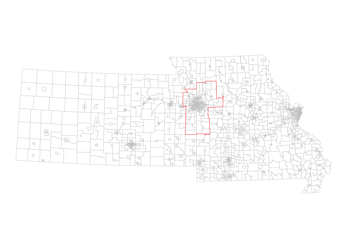 The Kansas City CBSA relative to Kansas and Missouri