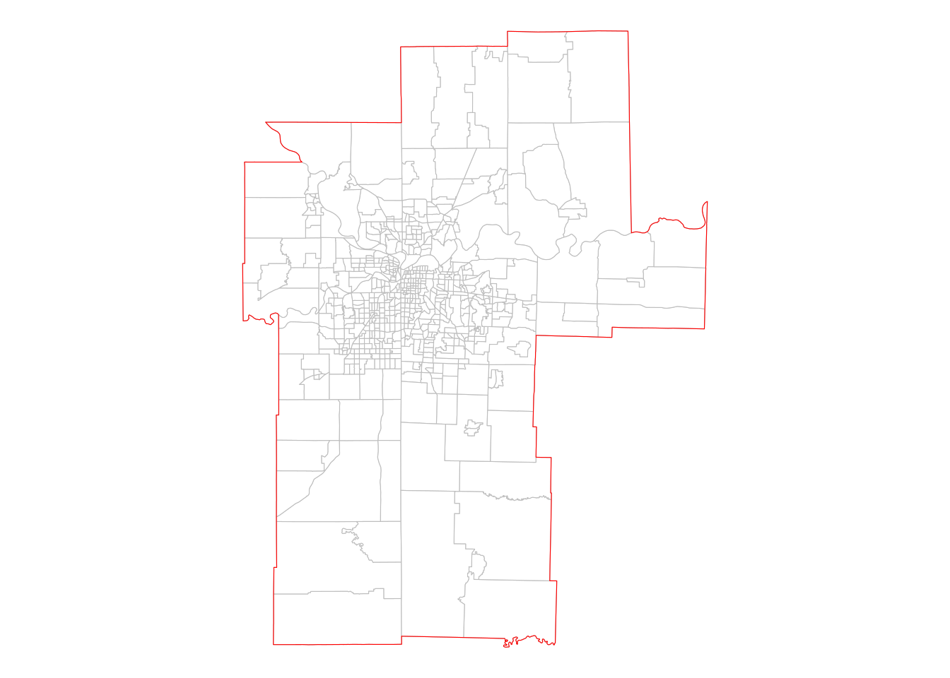 Census tracts that are within the Kansas City CBSA