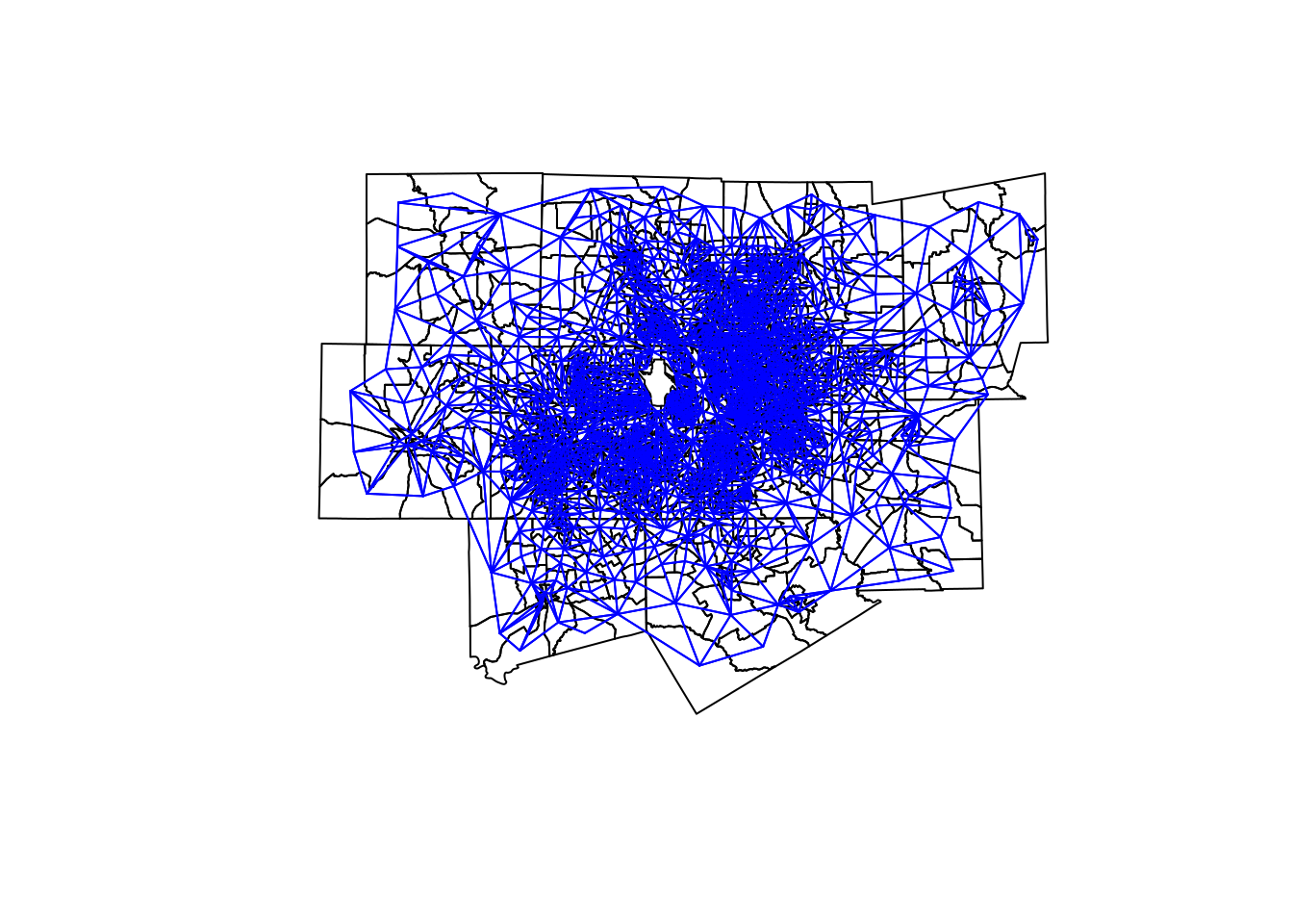 Visualization of queens-case neighborhood relationships
