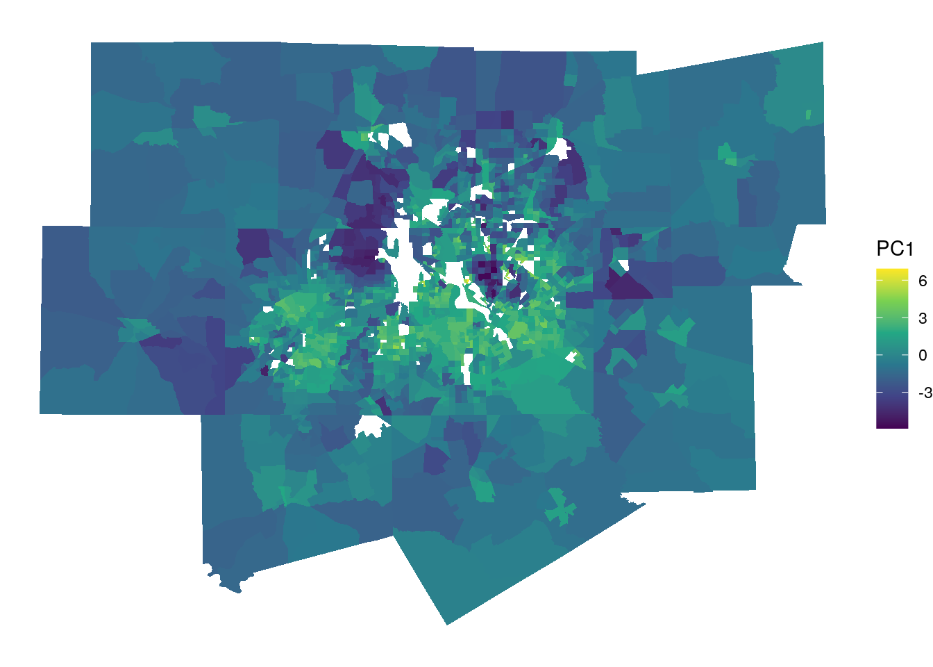 Map of principal component 1