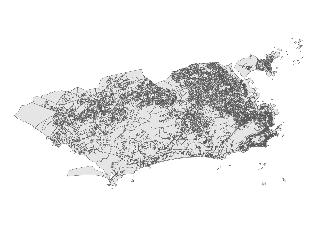 Basic ggplot2 map of Census tracts in Rio de Janeiro