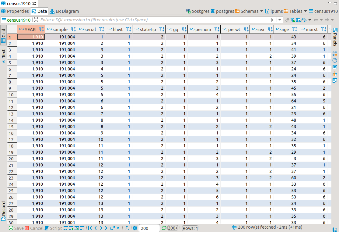 DBeaver data view