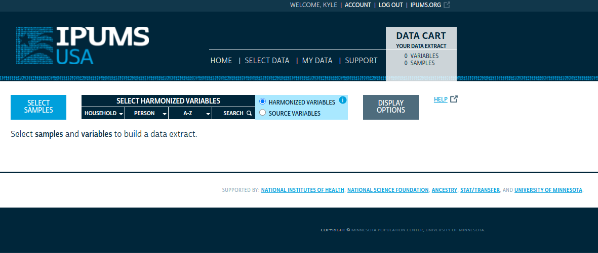 IPUMS data browser