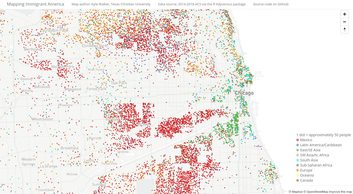 Screenshot of the Mapping Immigrant America interactive map