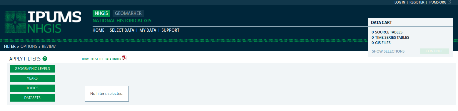 NHGIS data browser interface